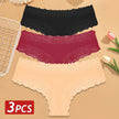 3-Pack Cotton Lace Brazilian Panties – Soft Low-Rise Everyday Comfort