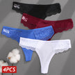 4-Pack Cotton Lace Thongs – Breathable V-Waist Comfort for Everyday Wear