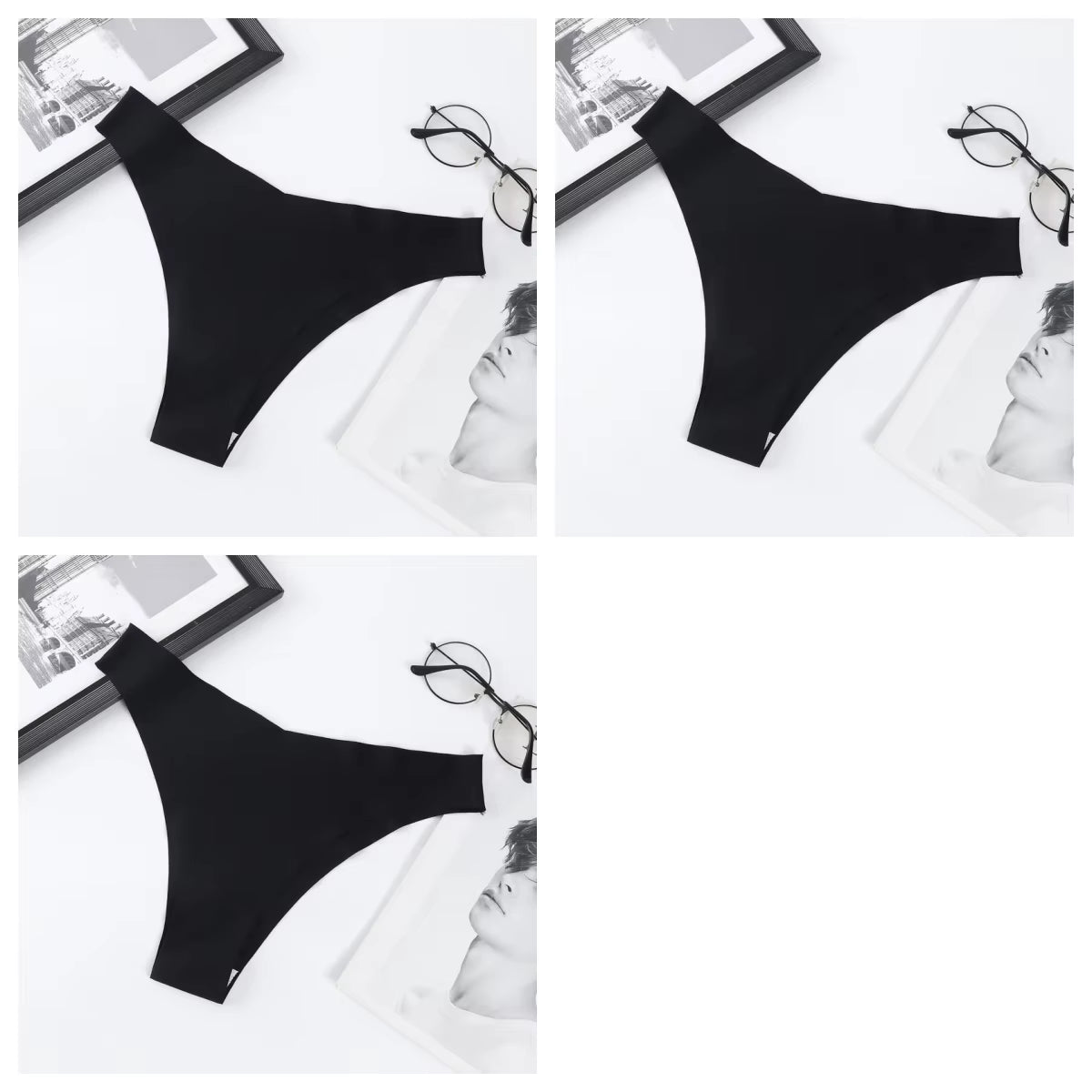3Pcs/Set Seamless Panties Ice Silk Women Underwear Low Rise V-Waist Briefs Cotton Crotch Quick-Drying Sports Underwear