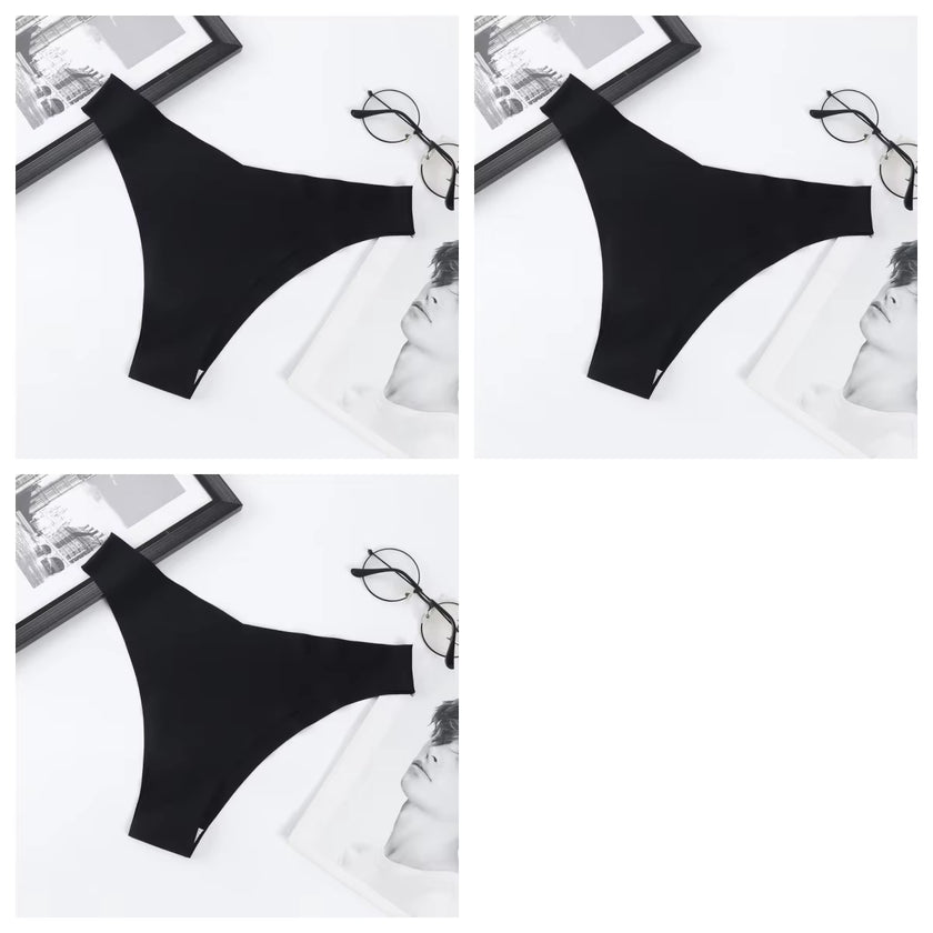 3Pcs/Set Seamless Panties Ice Silk Women Underwear Low Rise V-Waist Briefs Cotton Crotch Quick-Drying Sports Underwear