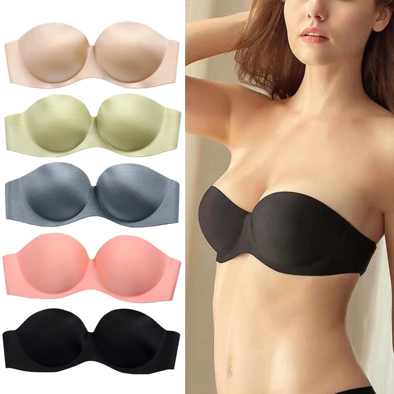 Front Closure Sexy Push up Bra Women Invisible Bras Underwear Lingerie for Female Brassiere Strapless Seamless Bralette