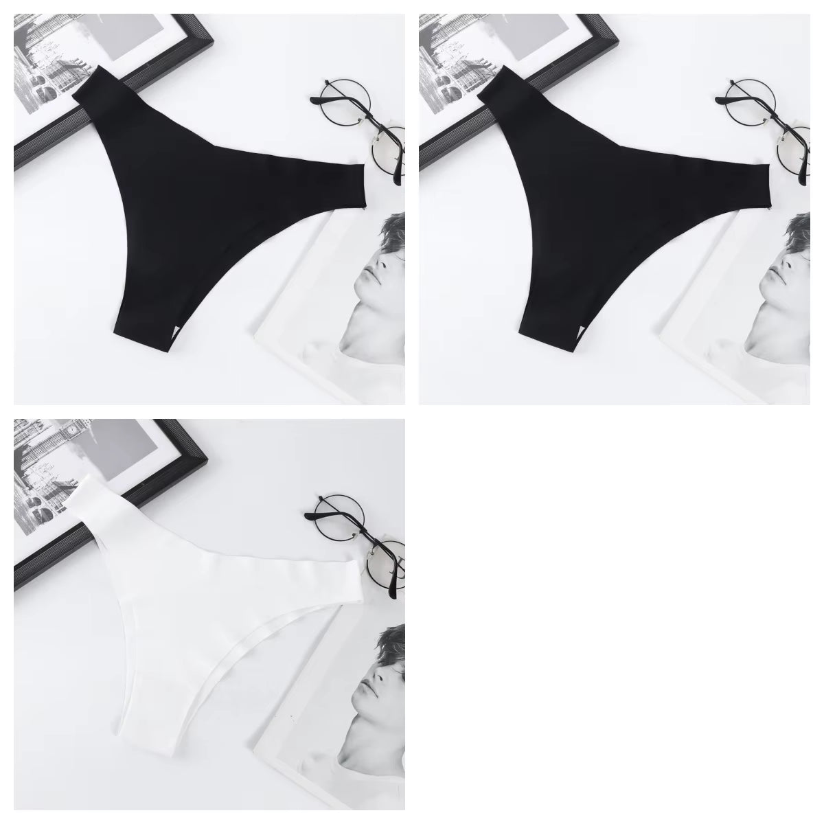 3Pcs/Set Seamless Panties Ice Silk Women Underwear Low Rise V-Waist Briefs Cotton Crotch Quick-Drying Sports Underwear