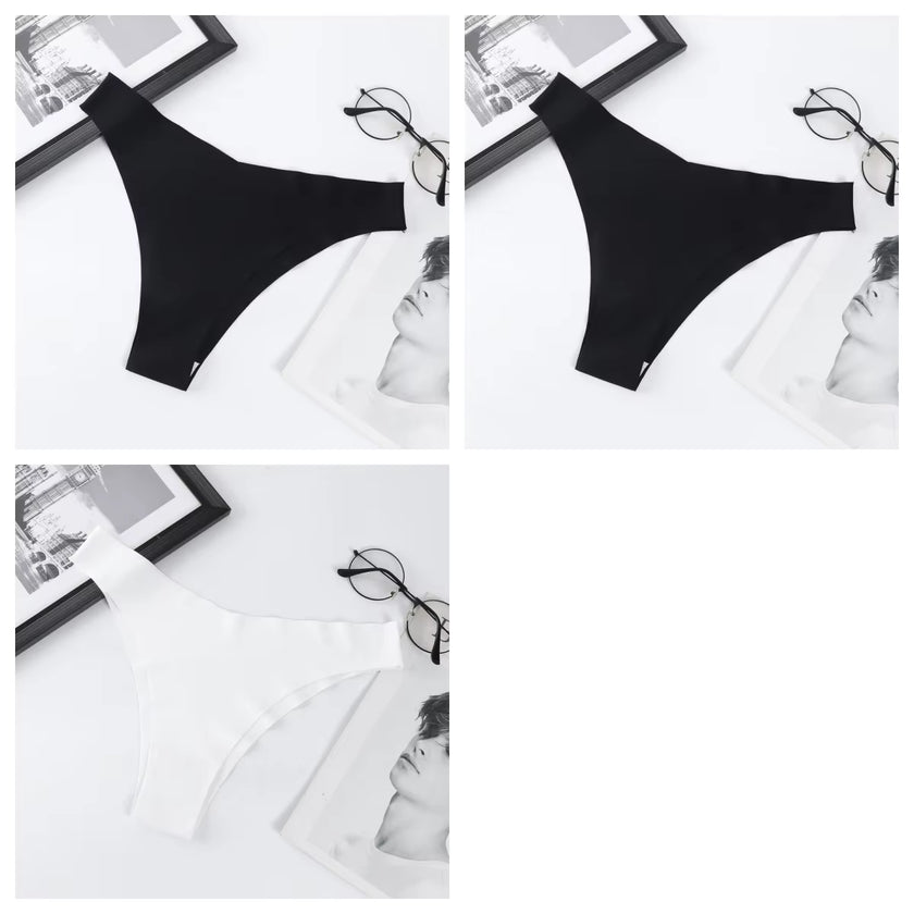 3Pcs/Set Seamless Panties Ice Silk Women Underwear Low Rise V-Waist Briefs Cotton Crotch Quick-Drying Sports Underwear