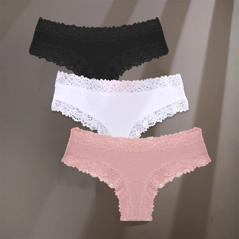 3-Pack Cotton Lace Briefs – Soft Everyday Comfort