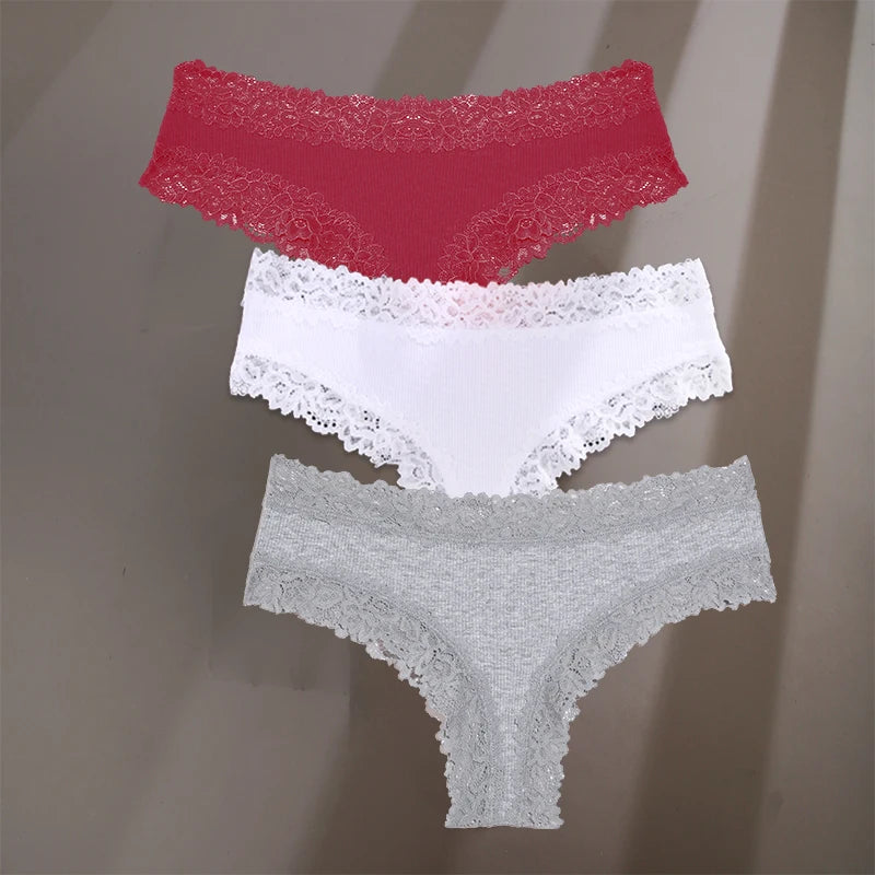 3-Pack Cotton Lace Briefs – Soft Everyday Comfort