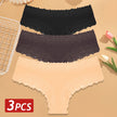 3-Pack Cotton Lace Brazilian Panties – Soft Low-Rise Everyday Comfort