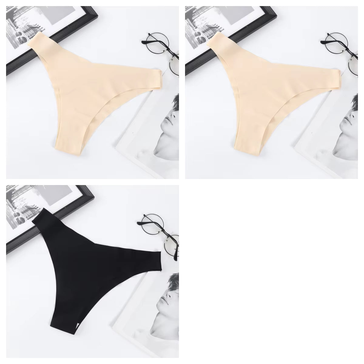 3Pcs/Set Seamless Panties Ice Silk Women Underwear Low Rise V-Waist Briefs Cotton Crotch Quick-Drying Sports Underwear