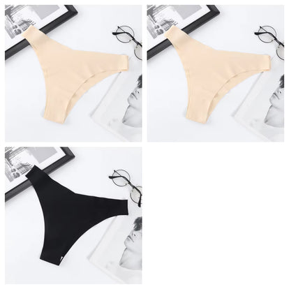3Pcs/Set Seamless Panties Ice Silk Women Underwear Low Rise V-Waist Briefs Cotton Crotch Quick-Drying Sports Underwear