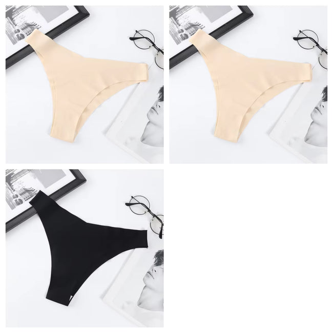 3Pcs/Set Seamless Panties Ice Silk Women Underwear Low Rise V-Waist Briefs Cotton Crotch Quick-Drying Sports Underwear