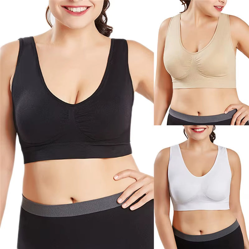 Large Women'S Single-Layer No Pad Sports Bra Yoga Running Fitness Top Breathable Seamless Workout Bralette