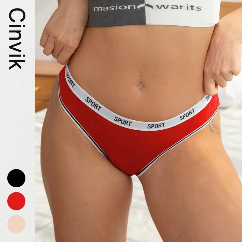 3PCS Summer Womens Cotton Comfortable Low Waist Solid Color Lingerie Ladies Briefs Panties Sexy Female Fashion Underpant