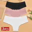 3-Pack Cotton Lace Brazilian Panties – Soft Low-Rise Everyday Comfort
