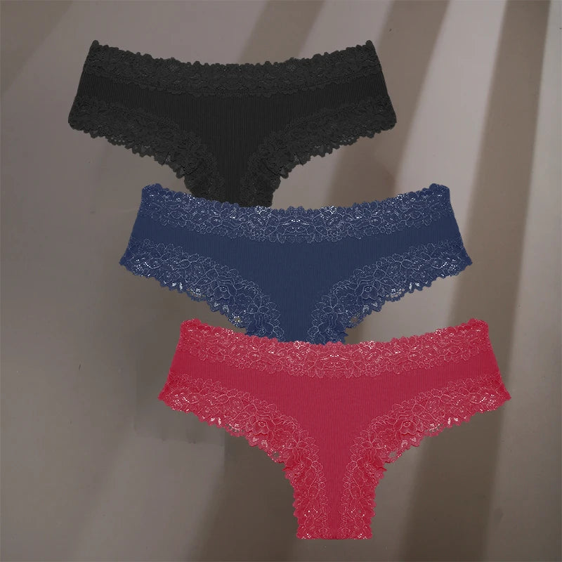3-Pack Cotton Lace Briefs – Soft Everyday Comfort