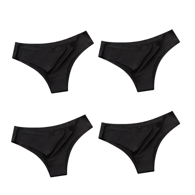 4Pcs/Set Seamless Panties Women Sexy Underwear Ice Silk Underpants Low Waist G-String Female Soft Solid Ultra-Thin Briefs