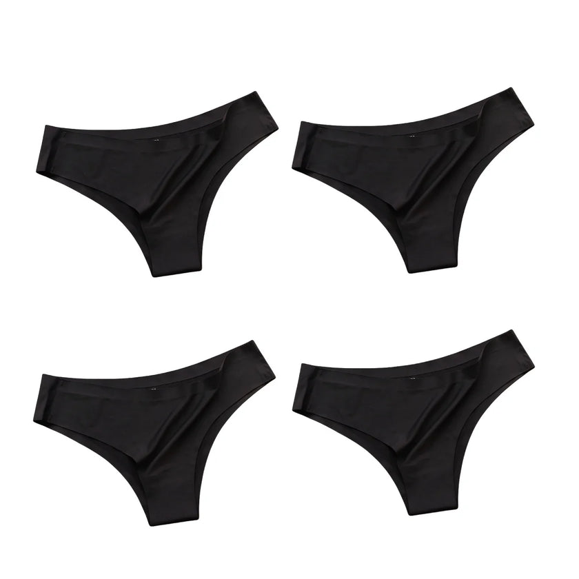 4Pcs/Set Seamless Panties Women Sexy Underwear Ice Silk Underpants Low Waist G-String Female Soft Solid Ultra-Thin Briefs