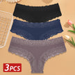 3-Pack Cotton Lace Brazilian Panties – Soft Low-Rise Everyday Comfort