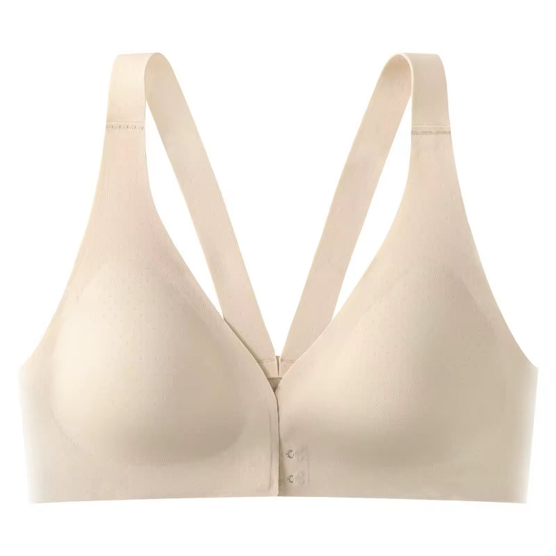 Women'S Seamless Deep V-Neck Bra Front Closure Bra Push-Up Sports Top Soft Non-Wire Lingerie Invisible Female Sexy Underwear