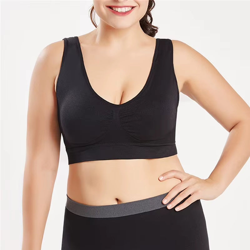 Large Women'S Single-Layer No Pad Sports Bra Yoga Running Fitness Top Breathable Seamless Workout Bralette