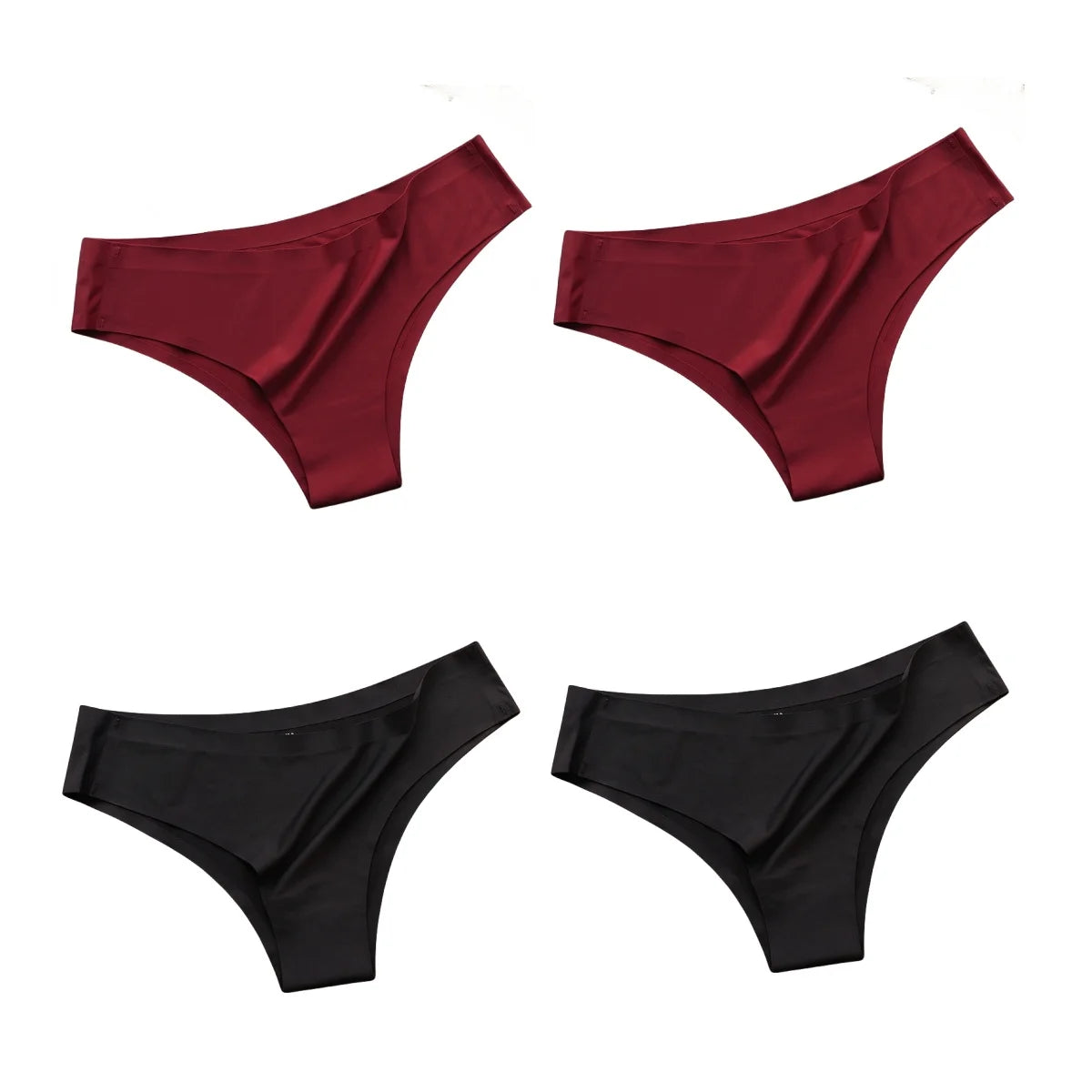 4Pcs/Set Seamless Panties Women Sexy Underwear Ice Silk Underpants Low Waist G-String Female Soft Solid Ultra-Thin Briefs