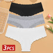 3-Pack Cotton Lace Brazilian Panties – Soft Low-Rise Everyday Comfort