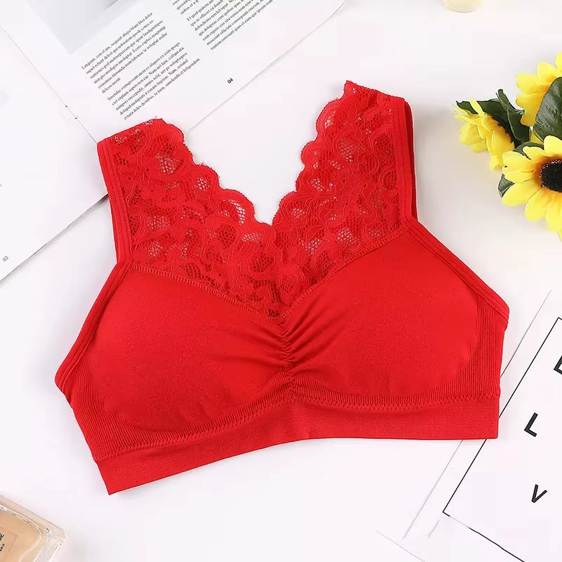 Women'S Sports Bra plus Size Women Bra Push up Sexy Lace Underwear Sleep Yoga Sports Bra Vest with Pad Underwear Gym Top Bras
