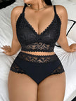 Lace Women'S Sexy Lingerie Set Soft Floral Wireless Unlined Bra Hollow Out Spliced Women'S Panties