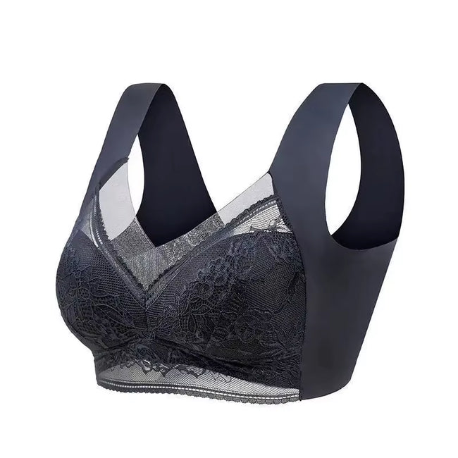 L-5XL Women Large Bra Push up Ice Silk Seamless Upper Bralette Lace Wireless Summer Bras plus Size Top Lingerie Underwear 15019