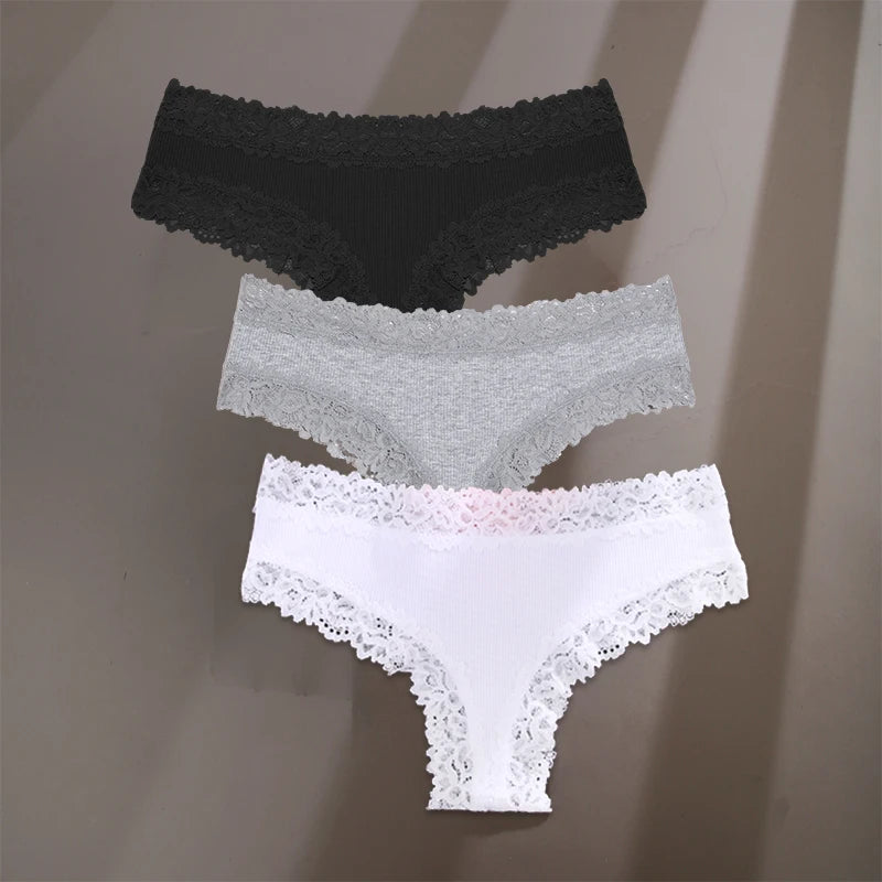 3-Pack Cotton Lace Briefs – Soft Everyday Comfort