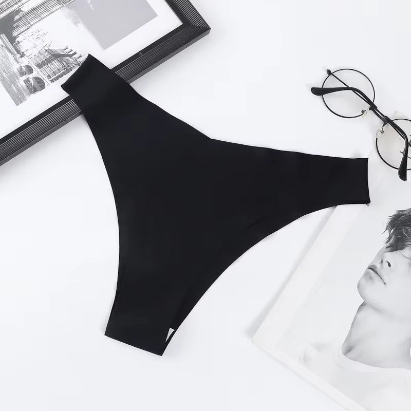 3Pcs/Set Seamless Panties Ice Silk Women Underwear Low Rise V-Waist Briefs Cotton Crotch Quick-Drying Sports Underwear