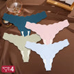 4Pcs/Set Women'S Panties Ice Silk Satin Seamless Thongs Fashion Seamless Panties Sexy Lingerie Lady Sports Wavy Edge G-Strings