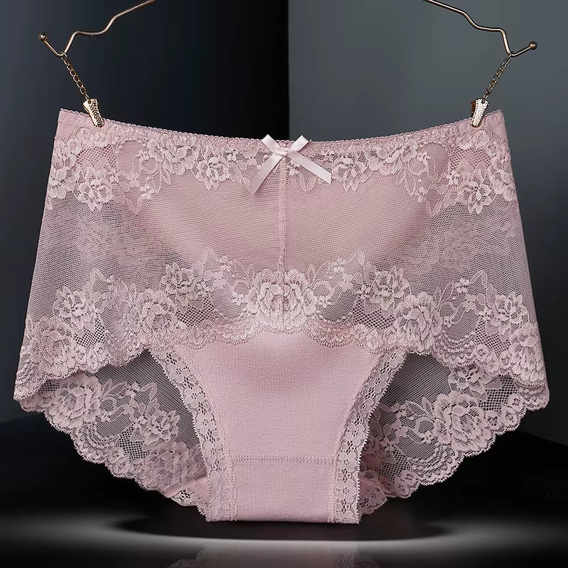 7Pcs Cotton Women'S Underwear Lace Transparent Panties Comfortable Antibacterial plus Size Pants Female Sexy Lingerie