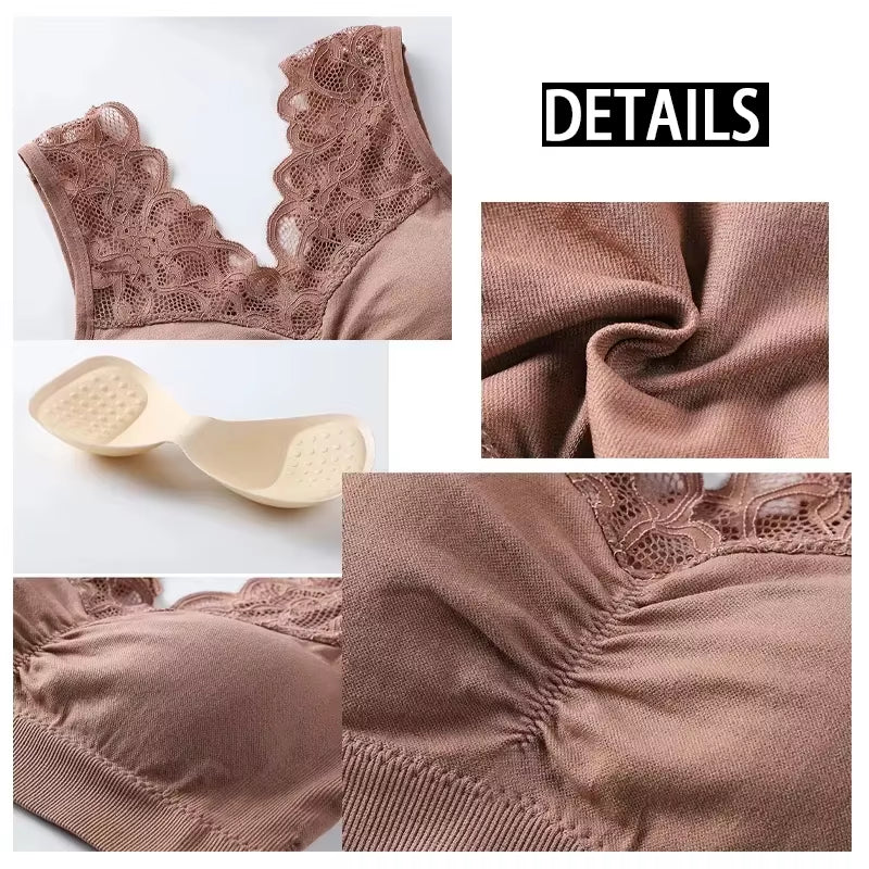 Women'S Sports Bra plus Size Women Bra Push up Sexy Lace Underwear Sleep Yoga Sports Bra Vest with Pad Underwear Gym Top Bras