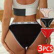 3PCS Summer Womens Cotton Comfortable Low Waist Solid Color Lingerie Ladies Briefs Panties Sexy Female Fashion Underpant