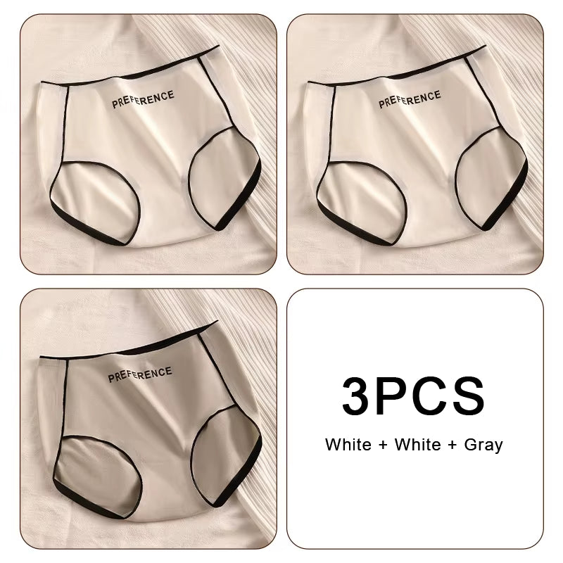 3PCS Pure Cotton Seamless Panties for Women Letter Comfort Sports High Waist Female Lingerie Underpants COTTON PANTI WOMAN Soft