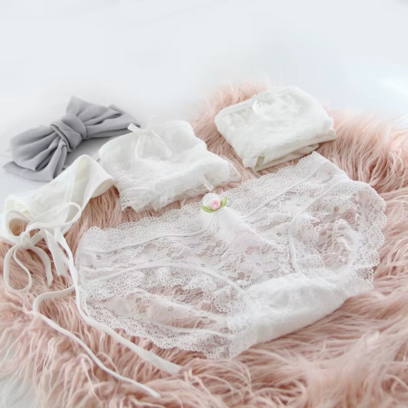 4Pieces/Lot Women Panties Cotton Sexy Lace Underpants Black White Gray 3Colors Bow-Knot Briefs Girls Soft Knickers