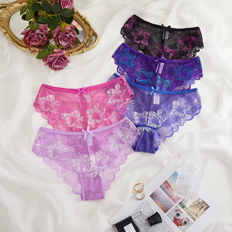 3Pcs Women Panties Girls Sexy Lace Underpant plus Size Pretty Underwear Female Seamless Low Waist Breathable Briefs Female Panty