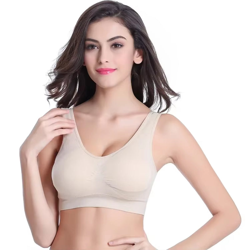 Large Women'S Single-Layer No Pad Sports Bra Yoga Running Fitness Top Breathable Seamless Workout Bralette