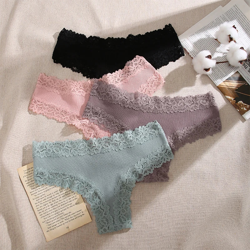3-Pack Cotton Lace Briefs – Soft Everyday Comfort