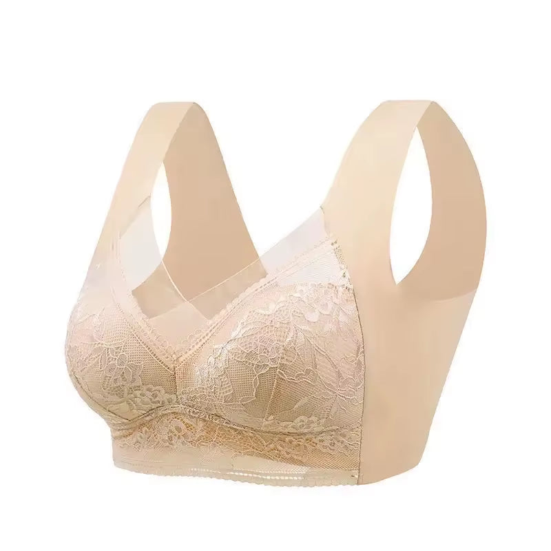 L-5XL Women Large Bra Push up Ice Silk Seamless Upper Bralette Lace Wireless Summer Bras plus Size Top Lingerie Underwear 15019