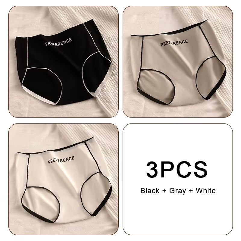 3PCS Pure Cotton Seamless Panties for Women Letter Comfort Sports High Waist Female Lingerie Underpants COTTON PANTI WOMAN Soft