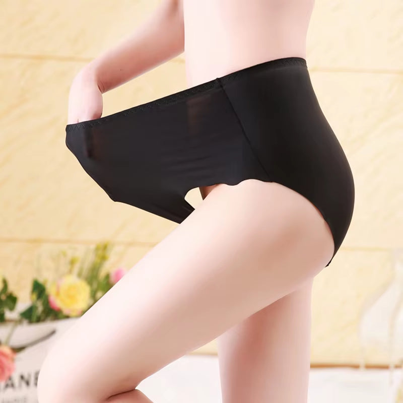 Large Size Panties for Women Underwear Ladies Big Size Briefs Ice Silk Cotton Crotch plus Size Seamless Panties Female Xxxl 4XL