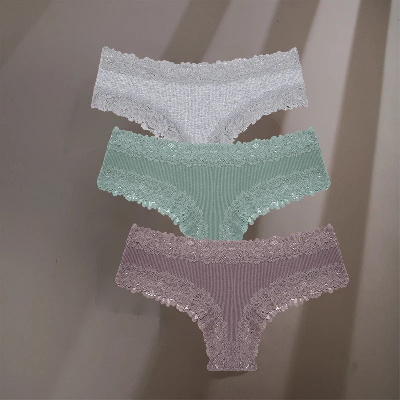 3-Pack Cotton Lace Briefs – Soft Everyday Comfort