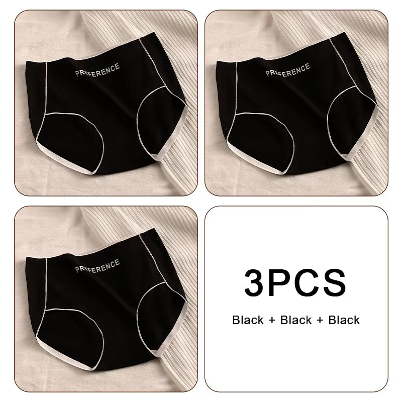 3PCS Pure Cotton Seamless Panties for Women Letter Comfort Sports High Waist Female Lingerie Underpants COTTON PANTI WOMAN Soft