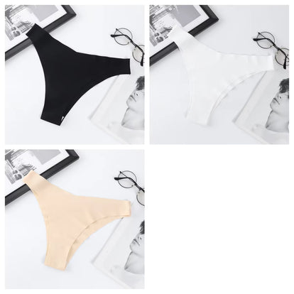 3Pcs/Set Seamless Panties Ice Silk Women Underwear Low Rise V-Waist Briefs Cotton Crotch Quick-Drying Sports Underwear