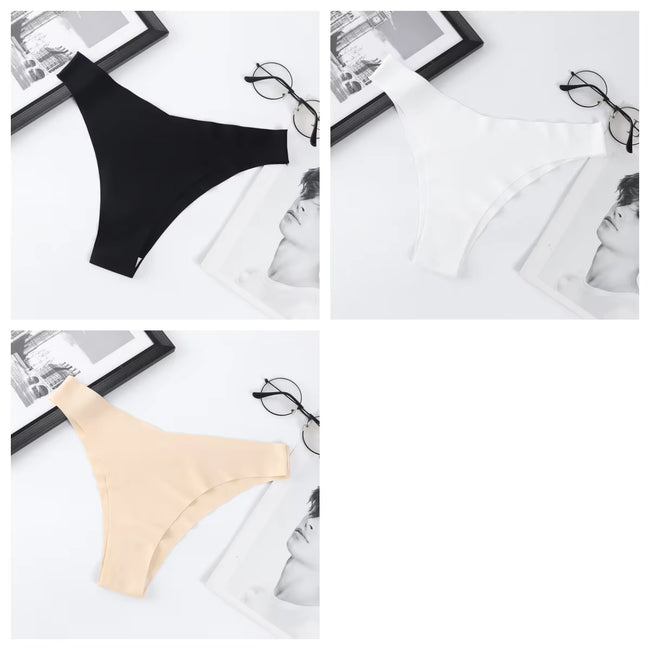 3Pcs/Set Seamless Panties Ice Silk Women Underwear Low Rise V-Waist Briefs Cotton Crotch Quick-Drying Sports Underwear