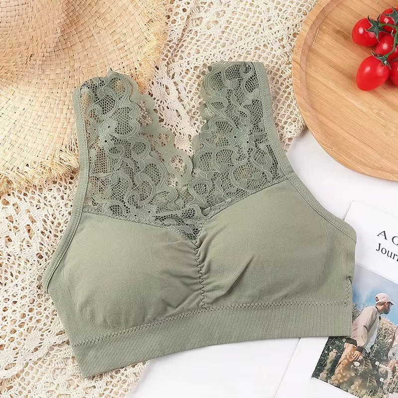 Women'S Sports Bra plus Size Women Bra Push up Sexy Lace Underwear Sleep Yoga Sports Bra Vest with Pad Underwear Gym Top Bras