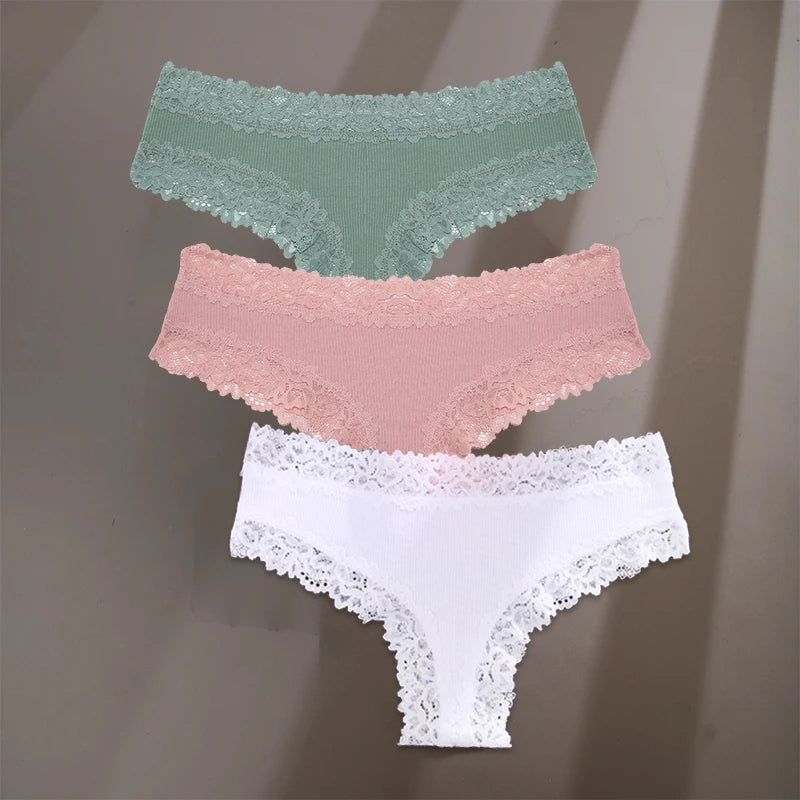 3-Pack Cotton Lace Briefs – Soft Everyday Comfort