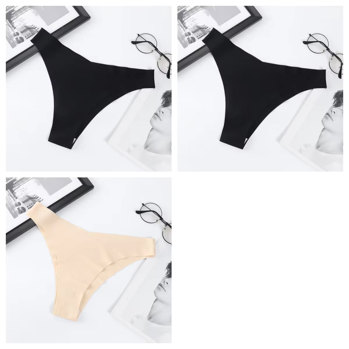 3Pcs/Set Seamless Panties Ice Silk Women Underwear Low Rise V-Waist Briefs Cotton Crotch Quick-Drying Sports Underwear
