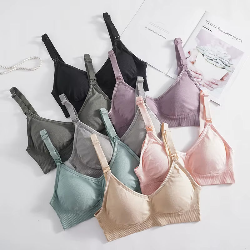 Plus Size Wireless Maternity Bra Front Open Gather Together Prevent Sagging Seamless 3D Breathable Comfortable Breastfeeding Bra