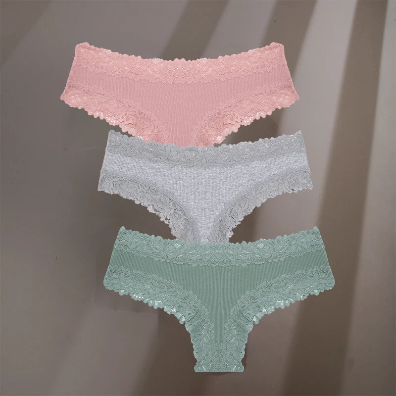 3-Pack Cotton Lace Briefs – Soft Everyday Comfort
